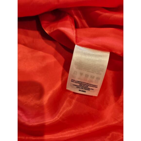 Lands end womens trench rain coat large XL 14/16 coral red orange Belted button - Picture 6 of 9